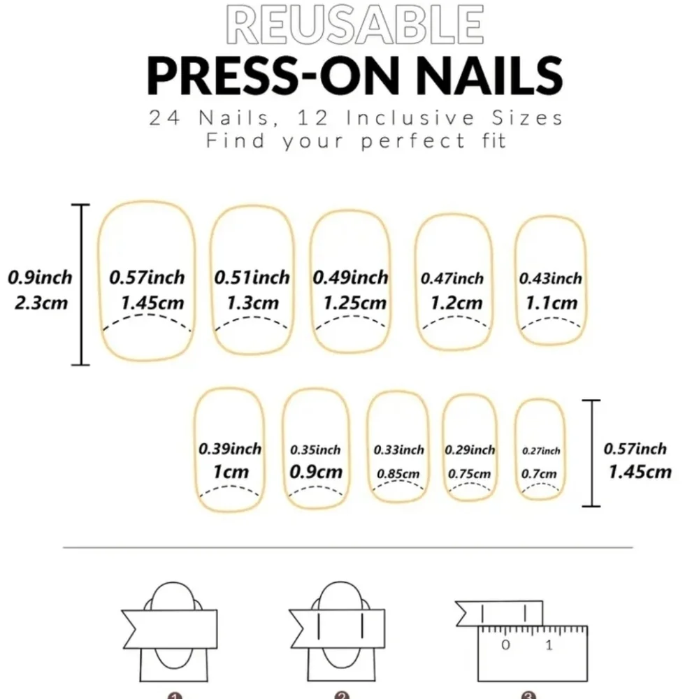 24 Pieces Fake Press On Nails